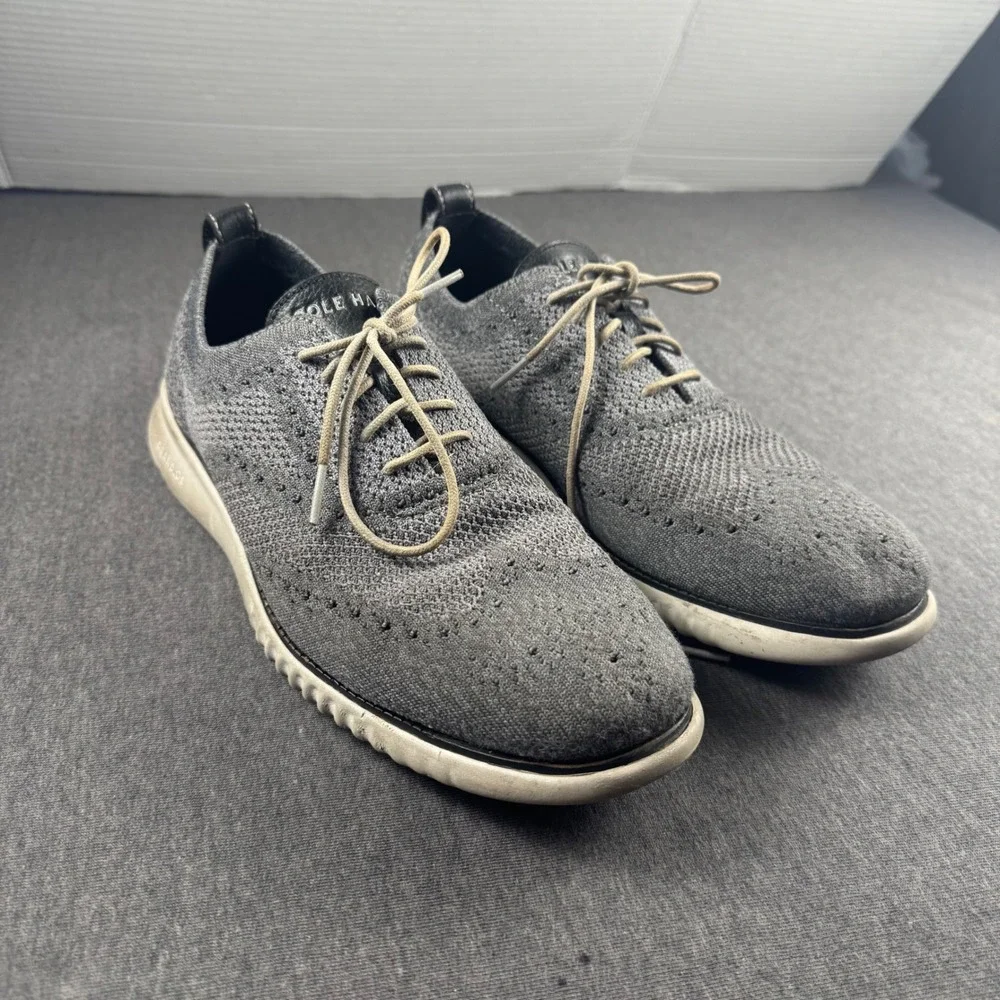 Cole‎ Haan ZEROGRAND Stitchlite Grey Knit Wingtip Oxford Shoes C27565 Mens 9.5 M